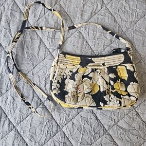 Vera Bradley Floral Crossbody Bag - Black and Yellow